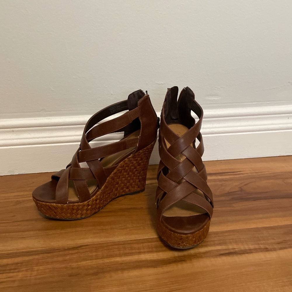 Brown Platform Wedge Heels